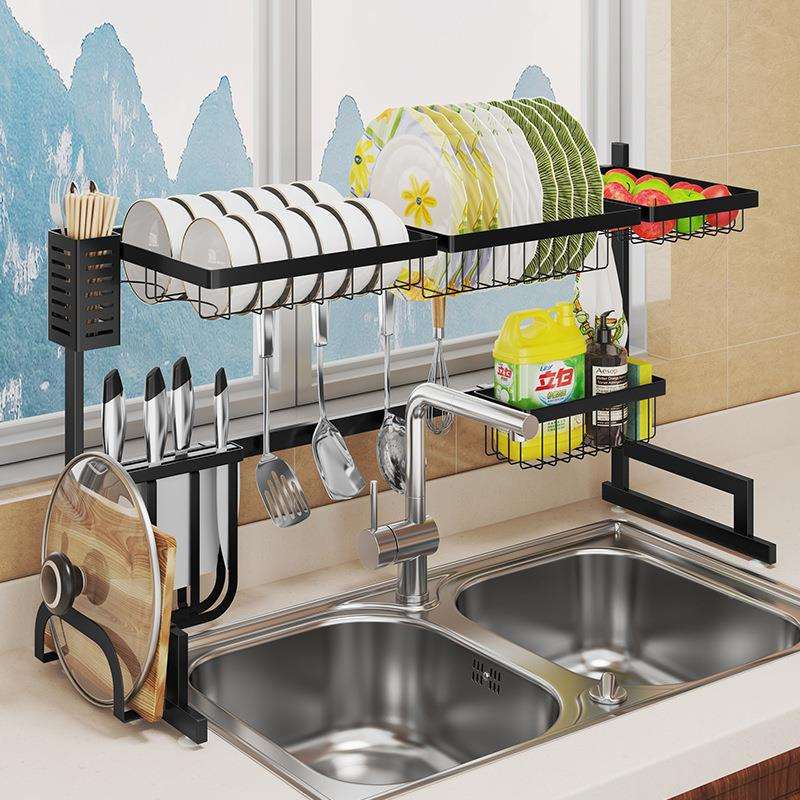 源头厂寸伸缩水KD15槽沥碟水架家小尺碗架不锈钢收纳架双层伸缩置