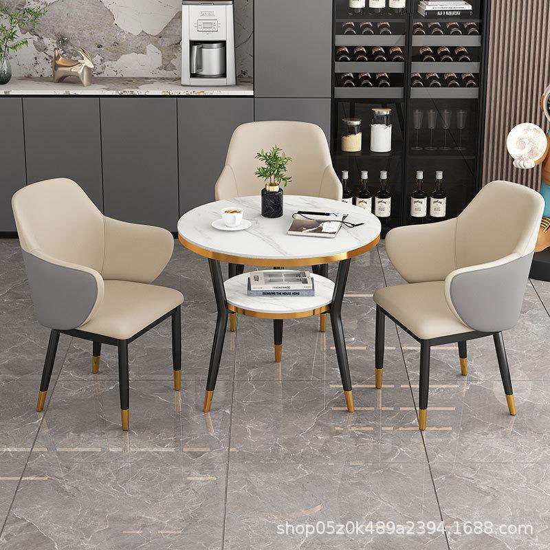 岩板洽谈椅组合商务接待办公会阳谈客桌轻奢判台休628桌闲圆桌椅