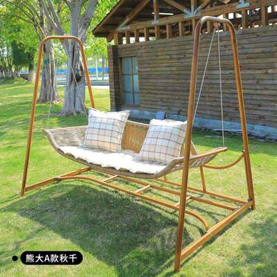 园户外秋千吊椅网藤红室人内双吊篮椅CH-8152-室外庭院荡秋千花秋