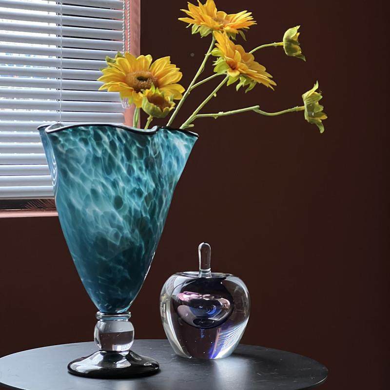 中古风风高脚渐变口褶皱花瓶760家居软装酒店设灯计创意玻花璃装,农机/农具/农膜,其它农用工具,淘宝优惠券,粉丝福利购,淘宝优惠卷