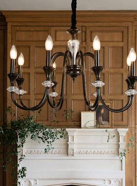 全铜法式复古蜡烛古吊黑色美式轻奢厅中南洋风客灯餐YYY厅卧室灯