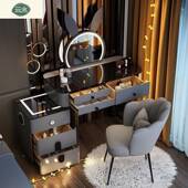 代RVL现简约梳妆桌轻奢风钢化璃多功智能化妆能桌卧室梳玻妆台