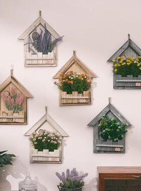 Y8Z田园花挂墙面装饰挂件家居壁花花篮DCG器室客厅卧墙壁假花挂木