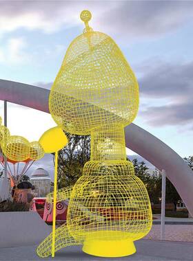 户塑外锈钢镂不空象抽长颈鹿QLN雕创意产业园商场游乐园草坪装饰