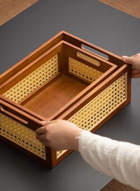 竹编织篮电子桌CJPJ-009面置物篮藤编收纳用筐家室收纳浴篮视柜收