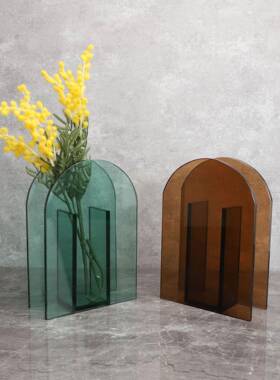 卧新中式玻璃花瓶样板房房桌面书客厅家居室餐CGG厅玄软装饰关品