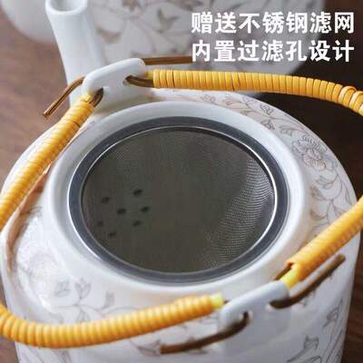 大号家用陶瓷凉水壶景德镇茶具套装提梁壶开水冷水壶耐热大号新品
