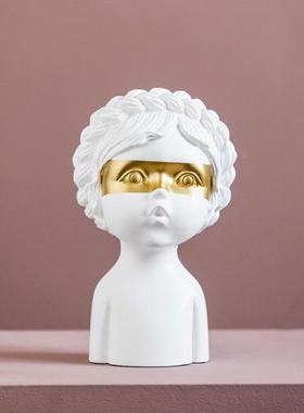 式家欧居软装饰人物GZZH0076塑办公雕室品卡梦尼小可爱头像树脂工