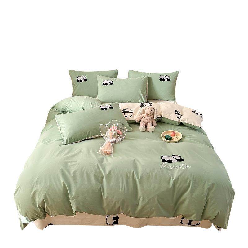 卡通刺绣水洗全棉床上四件套棉儿童床2024-2-1棉宿舍三件套床单纯