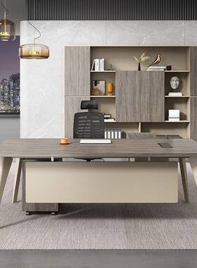 老板办桌公约简桌现代设计师总裁桌椅组合办公室大班台主XJDB011