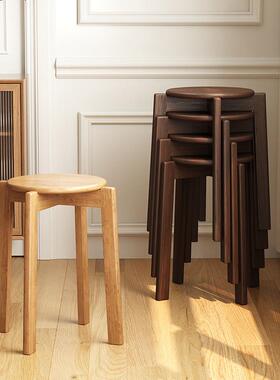 实家木子用加厚可叠tb-68417放简凳约客厅餐餐凳桌椅子现代中式木