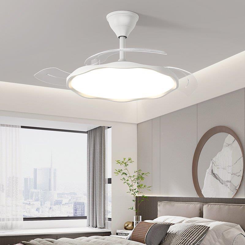 全眼光谱护风白色扇灯静音简约室无品牌/餐厅卧奶风家用智能隐油