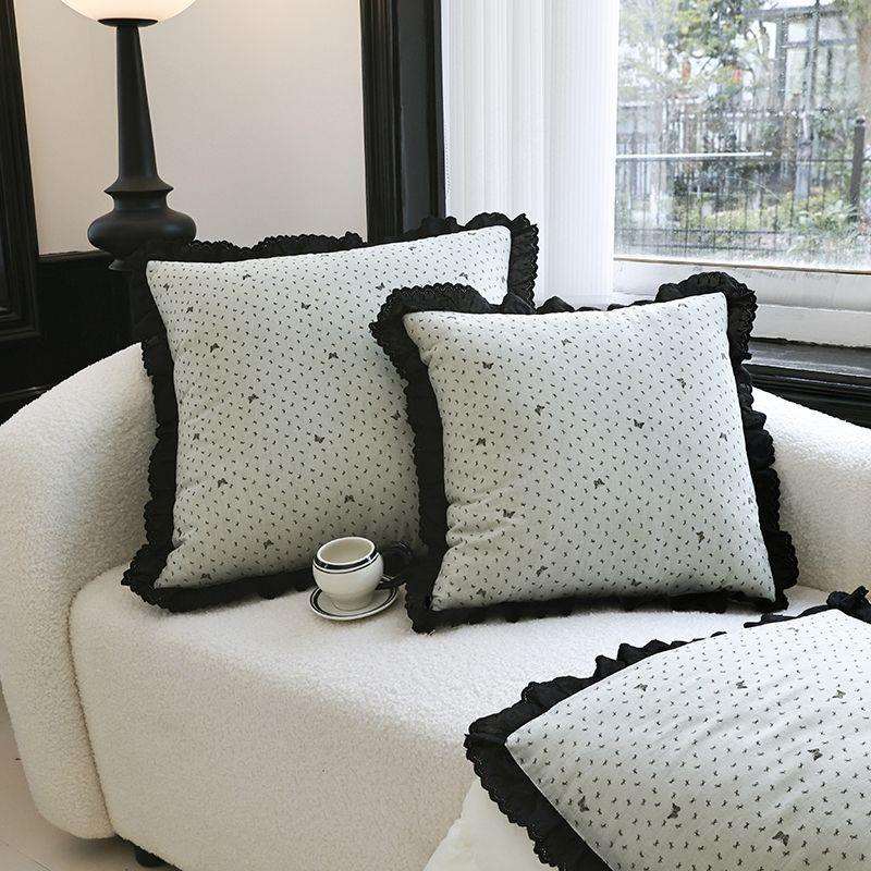 全纯棉黑边抱枕花被办室午休小被休子午公睡闲毯车载XMH抱枕被子