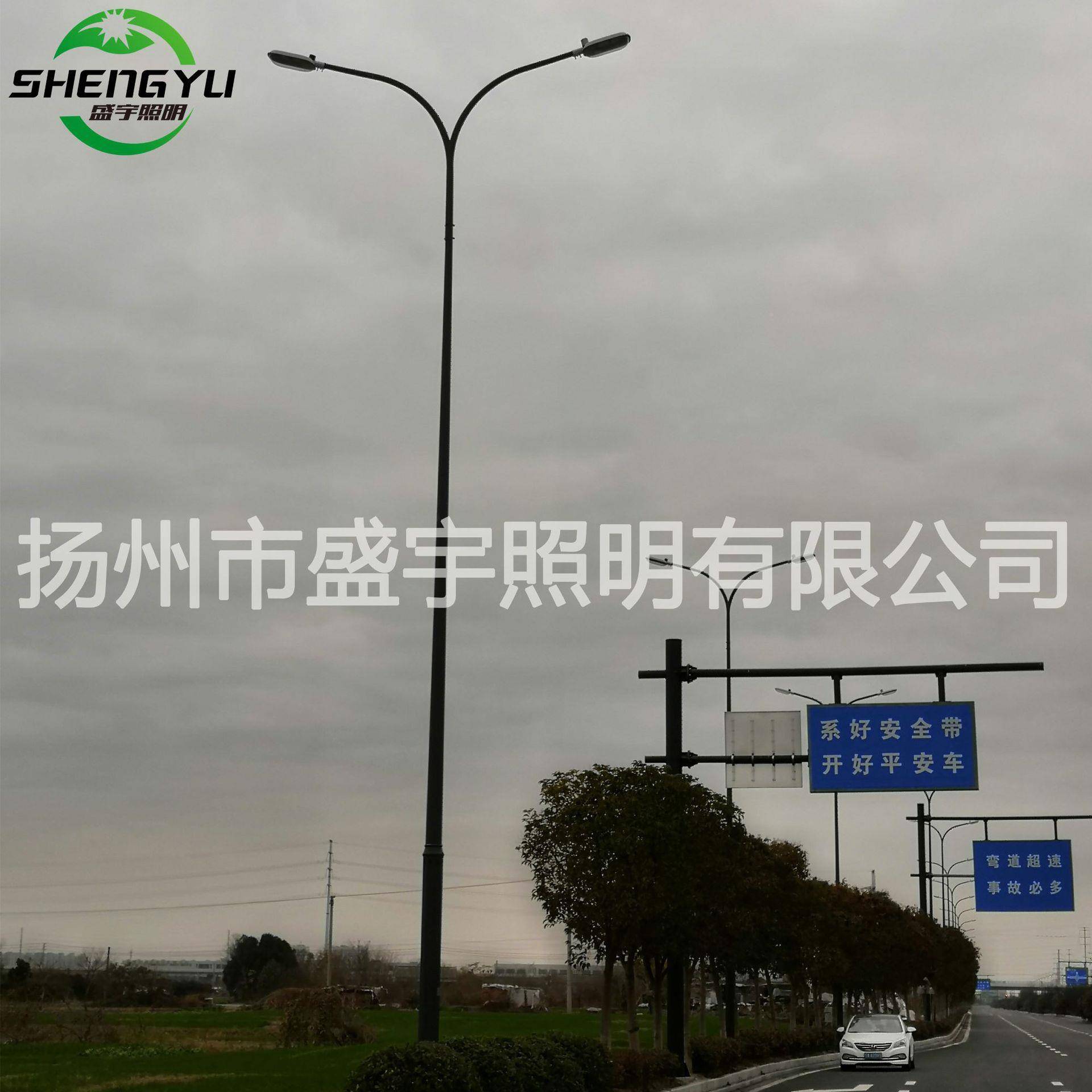 10le双臂路灯外杆户道路SFH灯具双挑灯市电米市政路灯d一体杆灯头