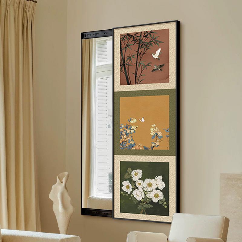 式复古风镜子衣可遮al202409挡可关隐闭藏推拉暗藏法式全身镜隐形