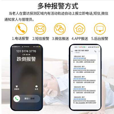 智慧社区养老防跌倒提醒老人跌倒报警器毫米波雷达人体存在感应器