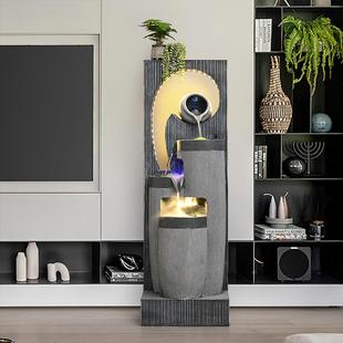 现代风水轮循环喷造泉落地生财办公室流玄关景装 水饰2505客厅水摆