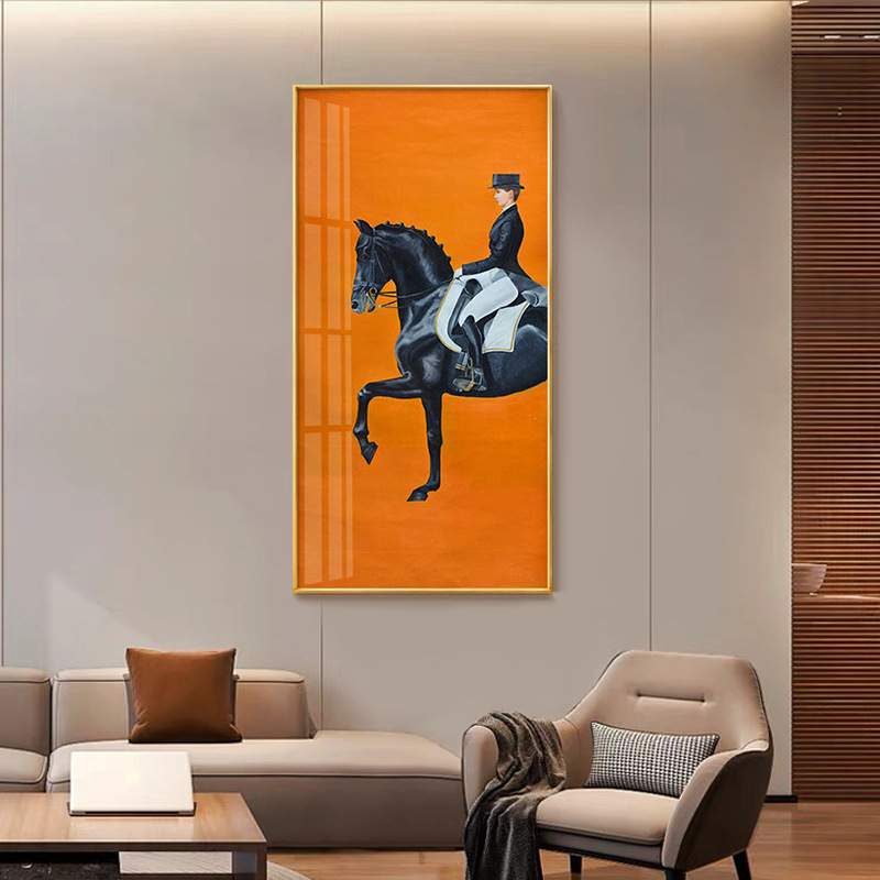 现代简约爱马橙轻奢人物装饰画时尚落地客厅沙发玄关餐厅卧室挂画图片