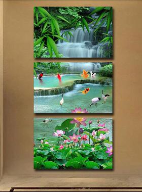 客走廊过道墙玄关装饰画竖版画三联NLC绿色竹画林风景无厅框挂画