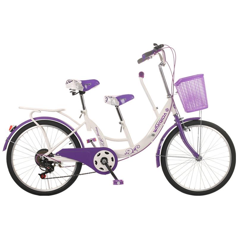 车22寸变速亲子母子车小双人双座自行车可22寸带孩孩子单女车式女