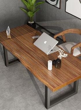 实木办公加厚原实木桌子电合桌脑长木条组书桌简约家YIH用会议桌