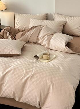 890A类全棉60s贡缎提花轻四套纯奢棉床上用品三件套宿舍床件套单