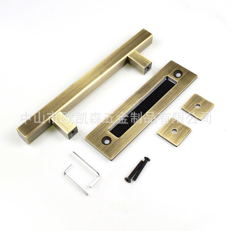 美移BQC门拉手面木门式双面拉青古色方形12英寸加厚双推手拉门把