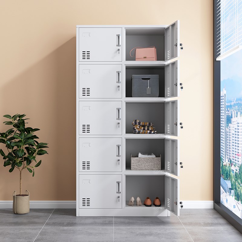 佛山钢制十门铁皮更衣柜子收纳柜带锁工厂员工宿舍浴室10门换衣柜