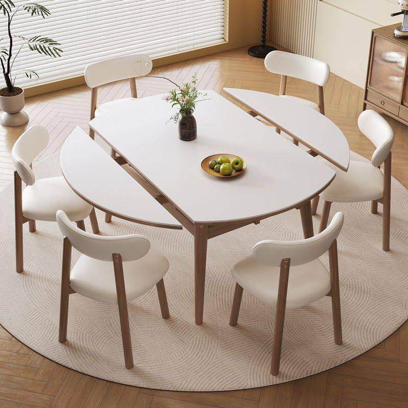 轻奢岩板餐桌现代简约小户型家用北欧风全实木伸缩摺叠餐座椅组合,住宅家具,板木餐桌,淘宝优惠券,粉丝福利购,淘宝优惠卷