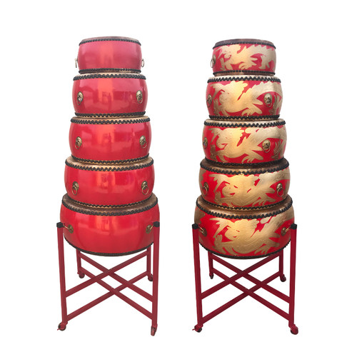 大鼓黄牛皮鼓成人龙鼓中国红舞狮鼓儿童演出战鼓木质堂鼓威风锣鼓