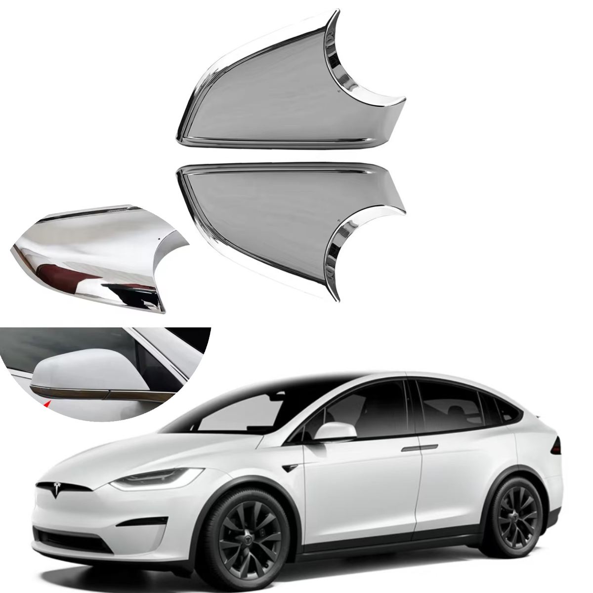 2016-2020款特斯拉Model X主驾驶倒车镜后视镜电镀固定底壳支架