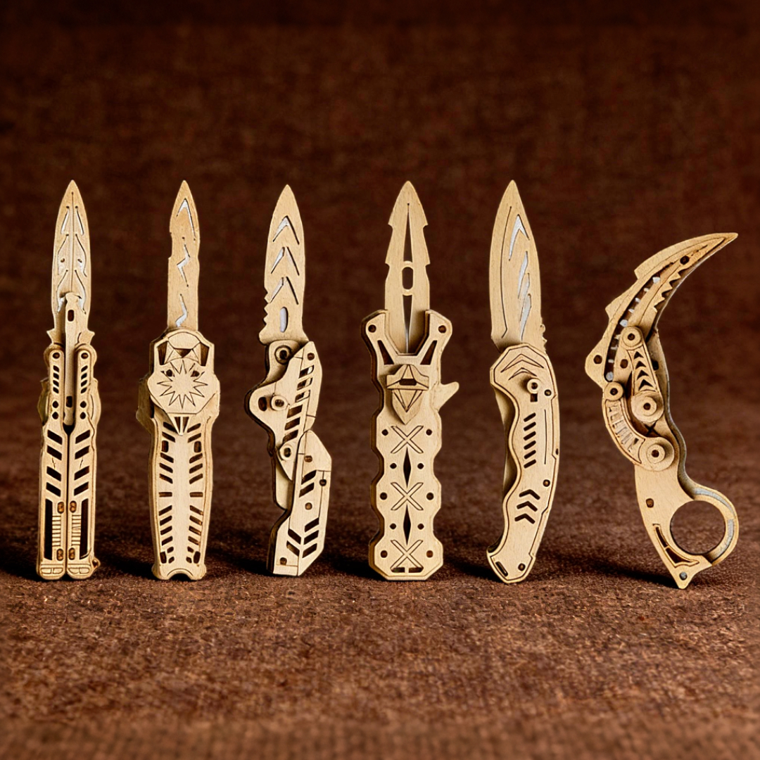 木质拼装模型刀弹簧折叠刀