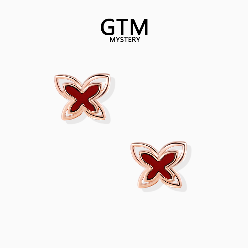 GTM贝母蝴蝶耳钉轻奢银耳饰品