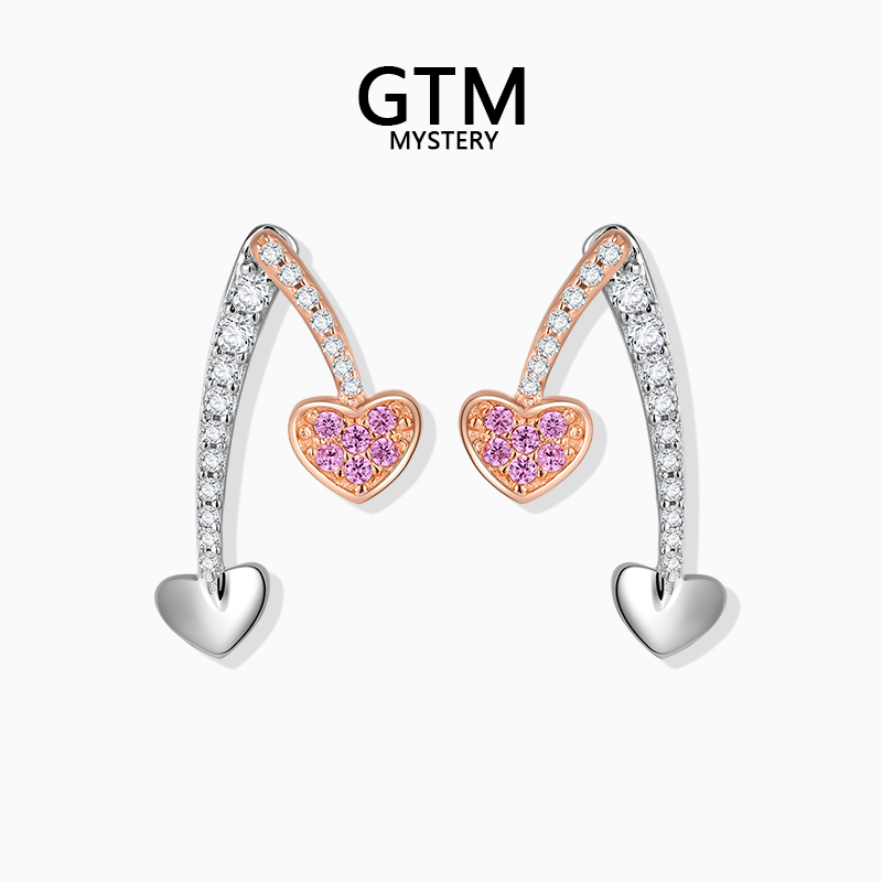 GTM双色爱心耳环轻奢小众