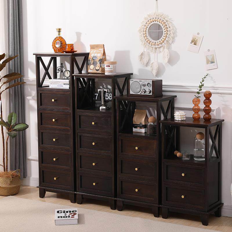 酸枝木色五斗柜实木卧室收纳柜家用靠墙收纳柜卧室抽屉五斗橱斗柜
