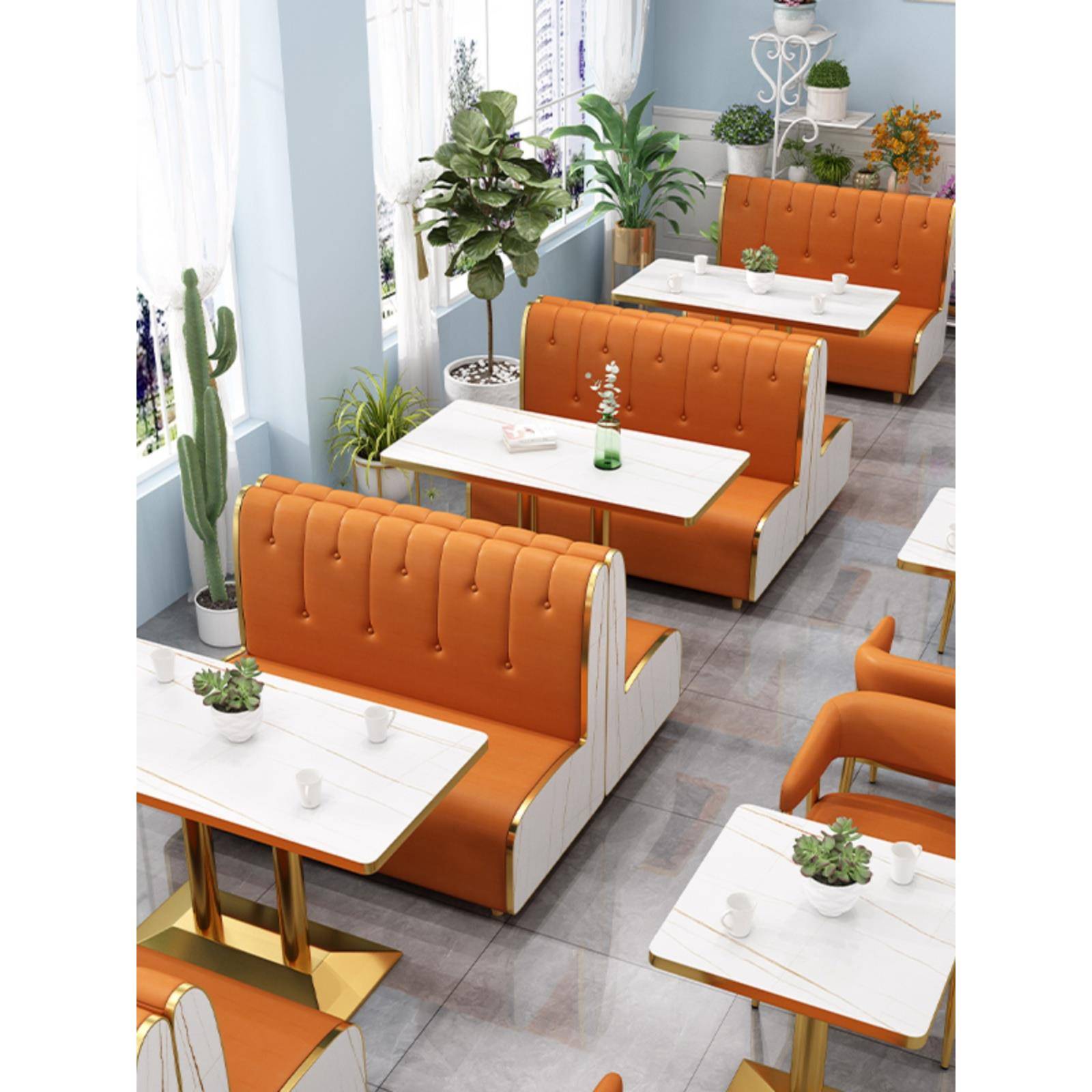 奶茶店卡座沙发网红主题餐厅咖啡厅甜品烘焙店清吧火锅店桌椅组合