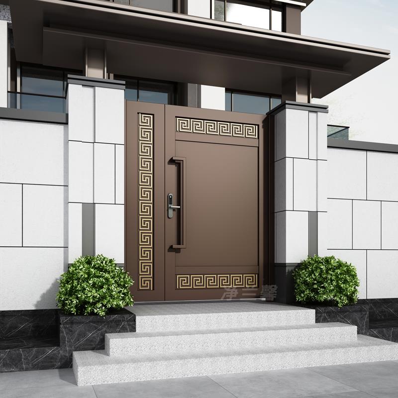铝合金门农村别墅庭院大门铁艺双开大铁门乡村自建房院子大门