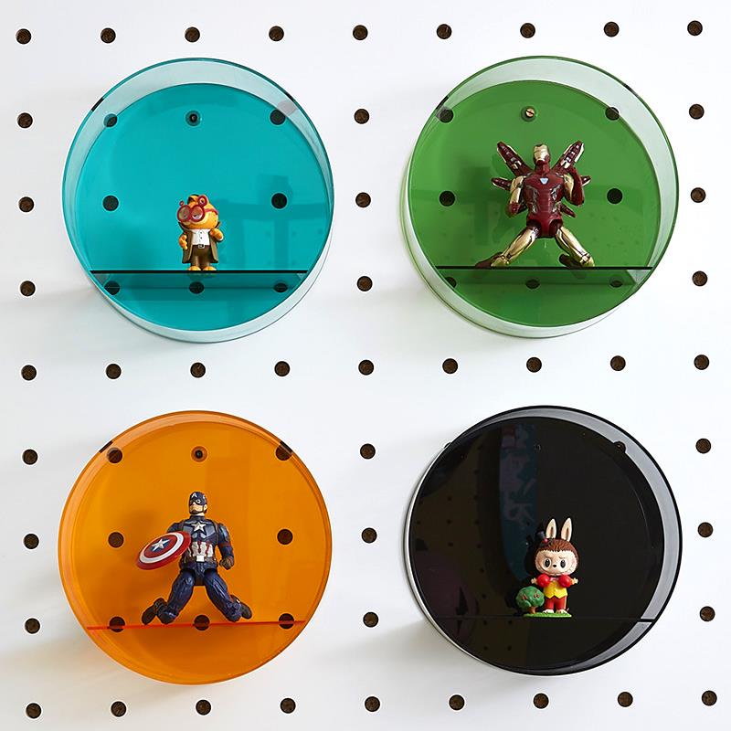 木目iwood 圆孔洞洞板盲盒收纳 手办积木摆件单个迷你上墙展示架