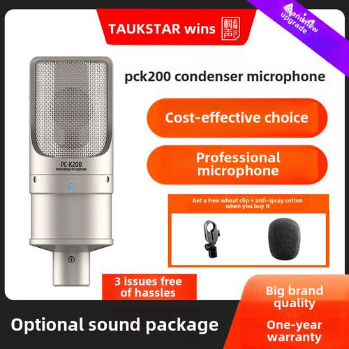 Takstar/得胜 PCK200专业电容麦克风直播录音唱歌K歌话筒声卡套餐