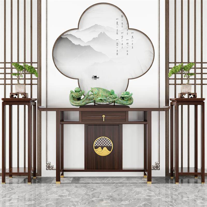 新中式实木玄关桌现代简约乌金木条案门厅靠墙供桌客厅禅意玄关台