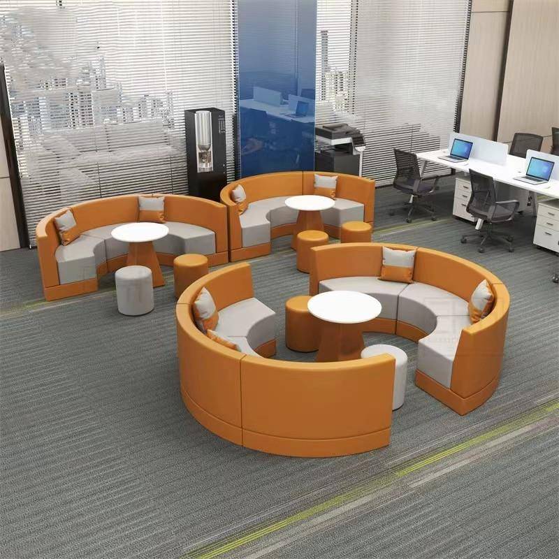 升级创意s型办公沙发接待会客休息区休闲培训机构展厅圆弧形沙发
