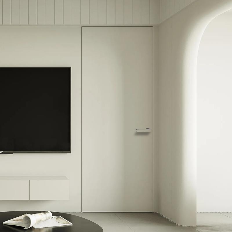 定制隐形门无框窄边极简铝木门平开通顶房门室内门涂料门卧室暗门