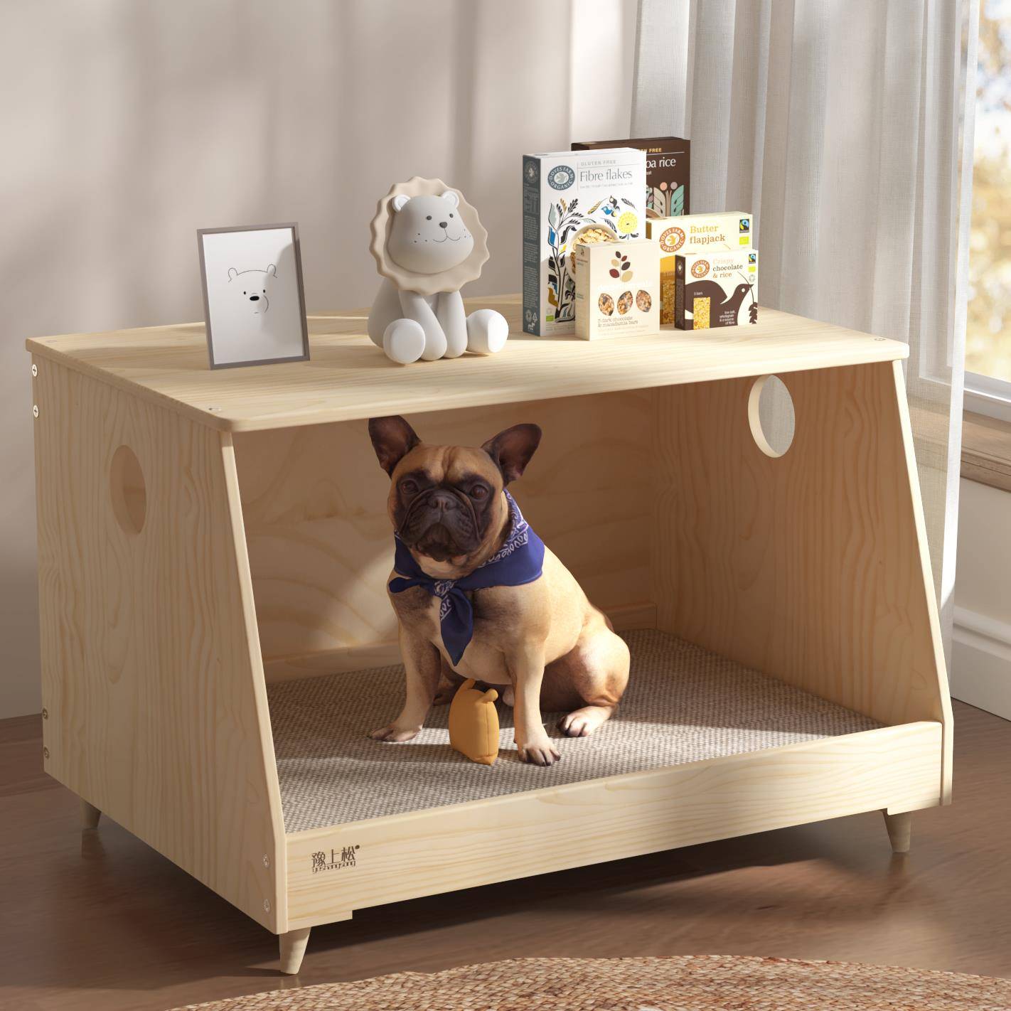 狗窝实木狗狗房子小型犬狗屋豪华别墅木质床边宠物床四季离地防潮