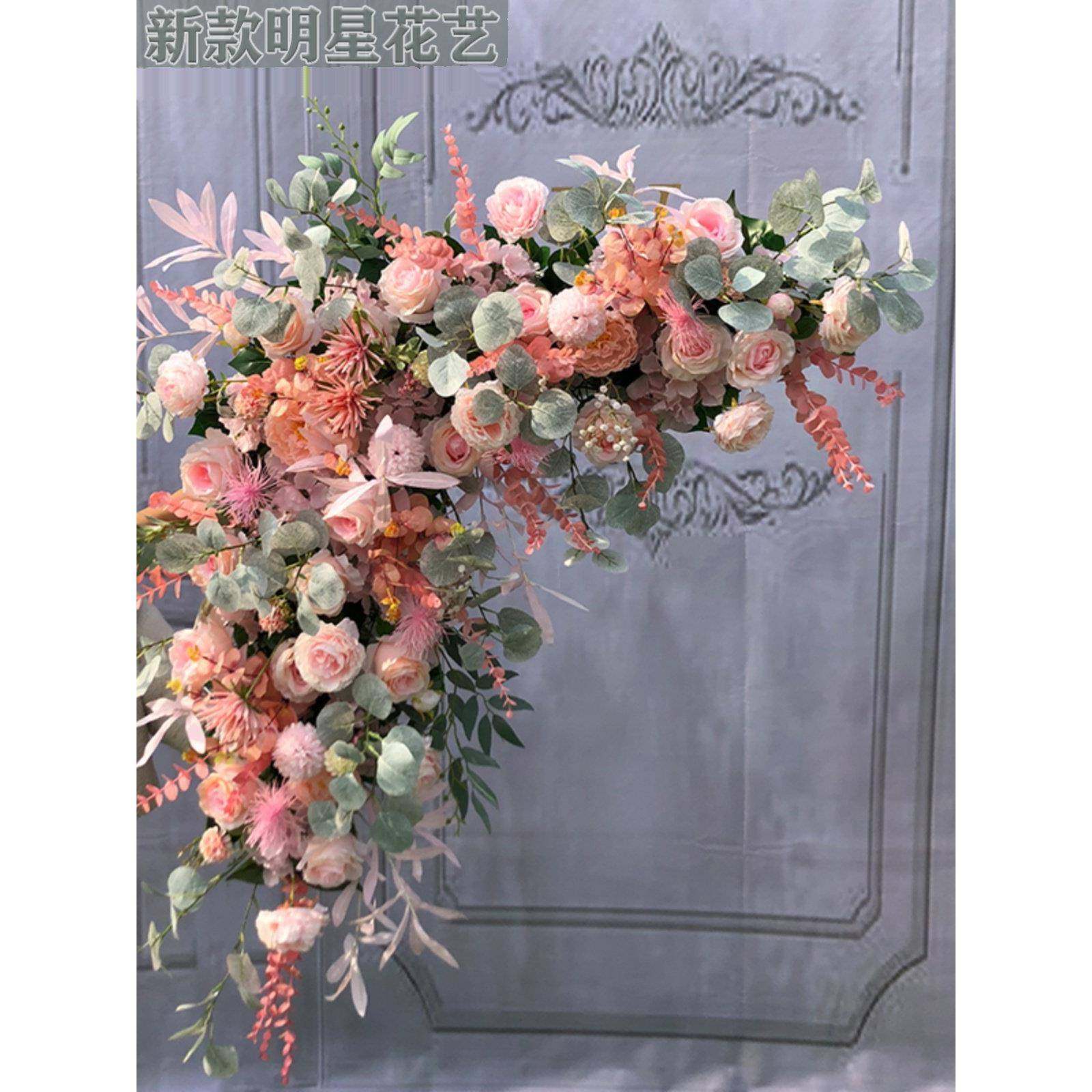 婚庆三角花排结婚拱门花订婚礼宴背景迎宾区布置排花彷真绢花花艺