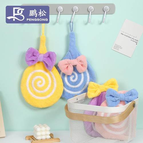 搽手巾 厂家珊瑚绒挂式洗手巾厨房卫生间卡通清洁搽手巾