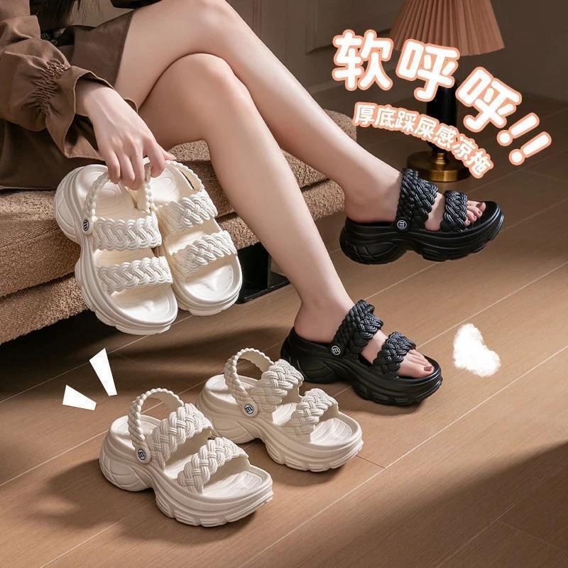Mocaca轻奢2厚底拖鞋女夏时尚仙女风外穿松糕夏季增高两穿凉鞋外