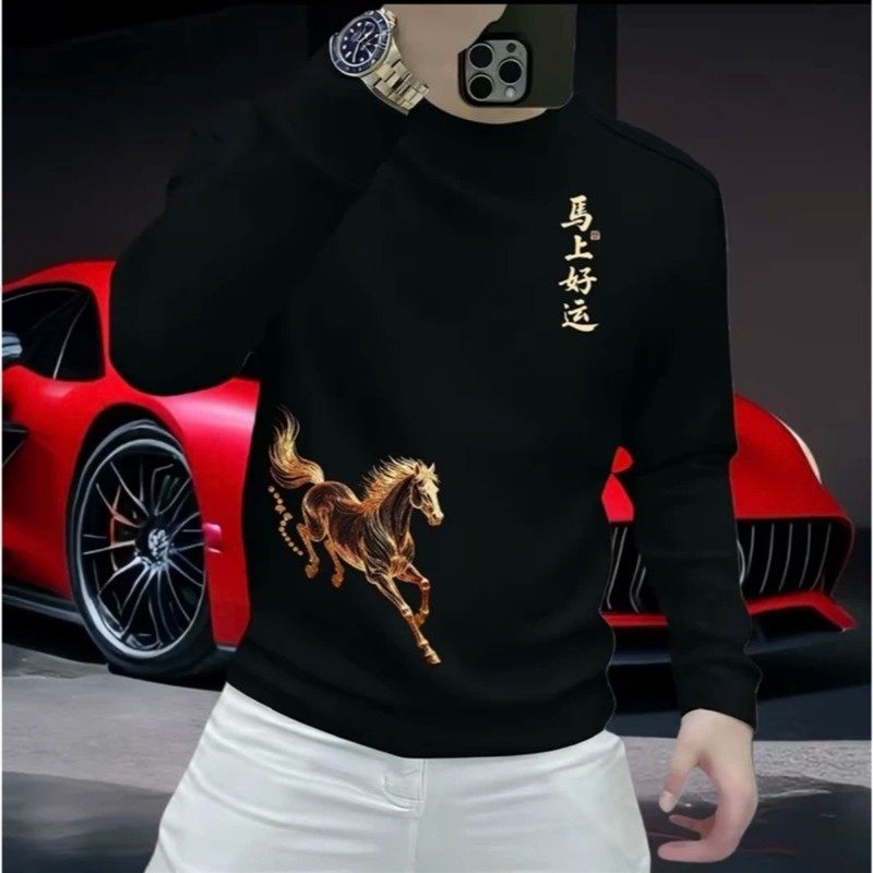 悦购潮流服装秋冬新款马年马上好运男加绒加厚卫衣秋季印花卫衣,运动服/休闲服装,健身套装,淘宝优惠券,粉丝福利购,淘宝优惠卷