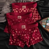 GHW臻选10A抑菌吉言酒红色男士 四角裤 内裤 纯棉马年喜庆大尺码