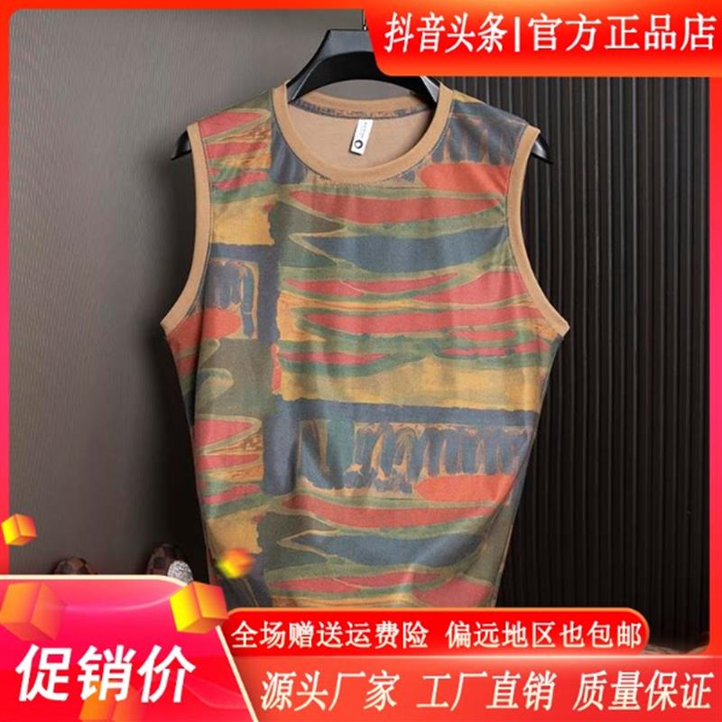 舵主衣仓LMVQ/男士不规则花型坎肩背心夏季新款痞帅圆领无袖T恤