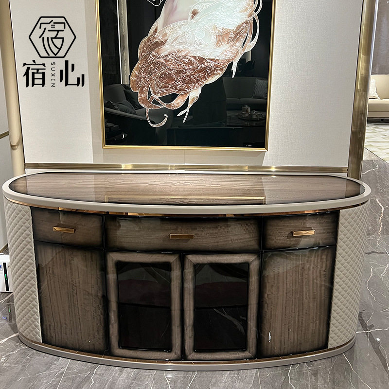 意大利轻奢简约餐边柜高端奢华别墅豪宅餐厅储物柜后现代实木烤漆